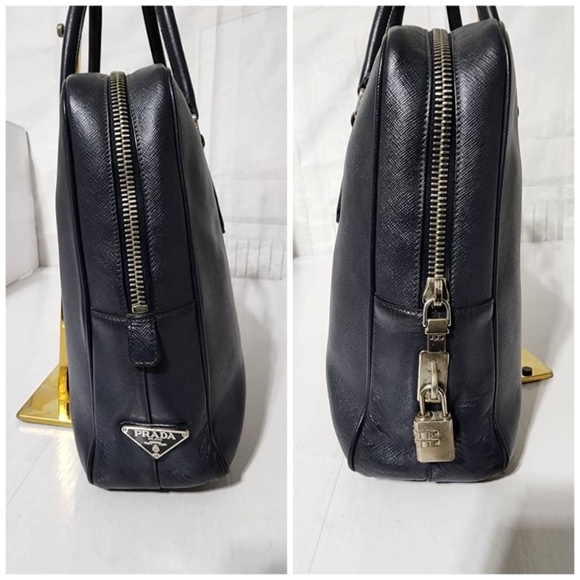 Authentic PRADA Vitello City Briefcase/Laptop Bag Deep Navy Blue - Picture 9 of 16